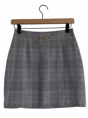 h&m gray plaid pencil skirt
